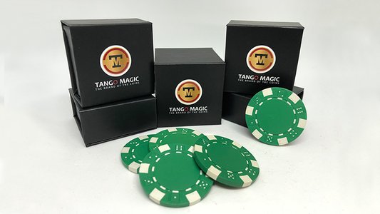 Expanded Shell Poker Chip Green plus 4 Regular Chips (PK001G)  by Tango Magic